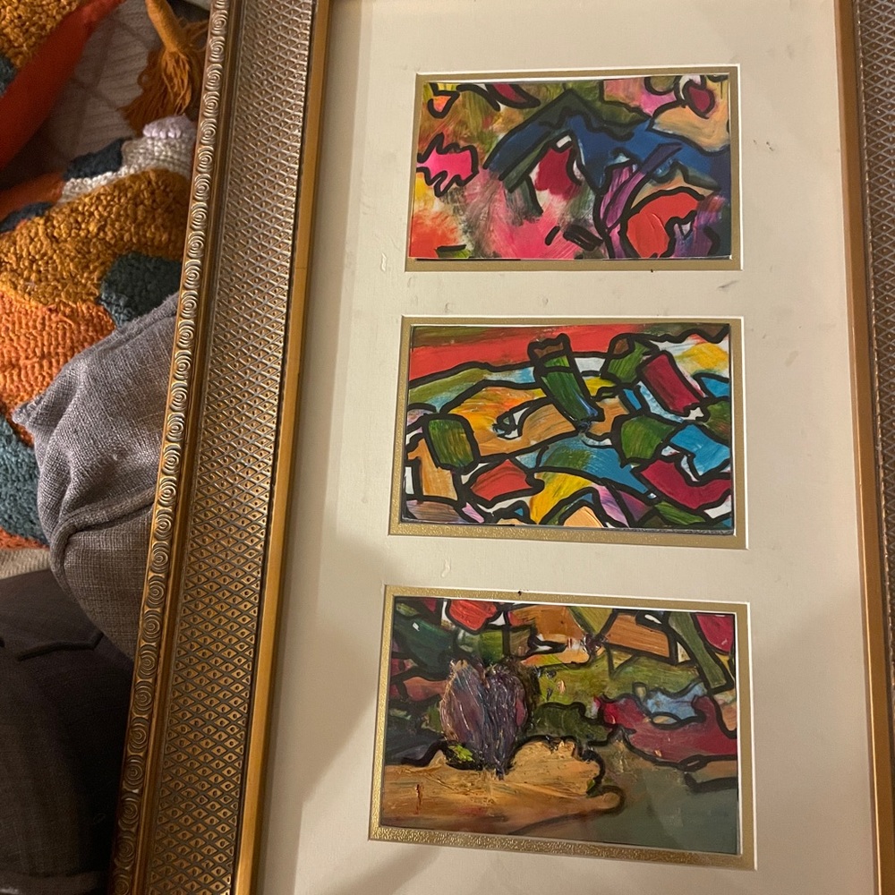 Original oil abstract painting with frame
